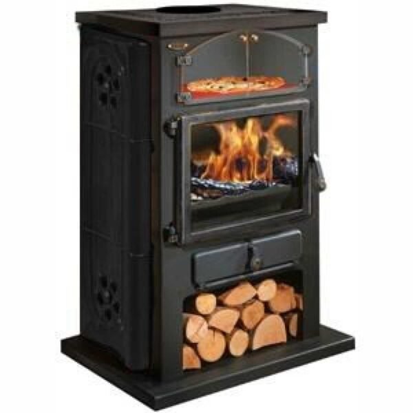 Holzofen Chamonix XXL Keramikdekor vermessingte Tür 12kW – Gather Brennholz